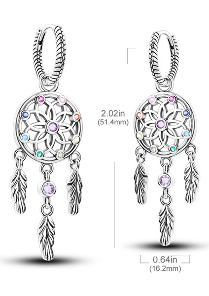 KTE144 Dangle Çift Hoop Kadın Küpe Orijinal Desigterling Gümüş Küp Zirkon Küçük Kalp U Şekli Tüy Yıldız Ay Küpe (Yurt Dışından)