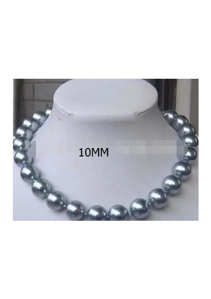 No.10 Boyutu 14MM Yuvarlak Mavi Güney Deniz Kabuğu Inci Takı Kolye 17.5" (Yurt Dışından)