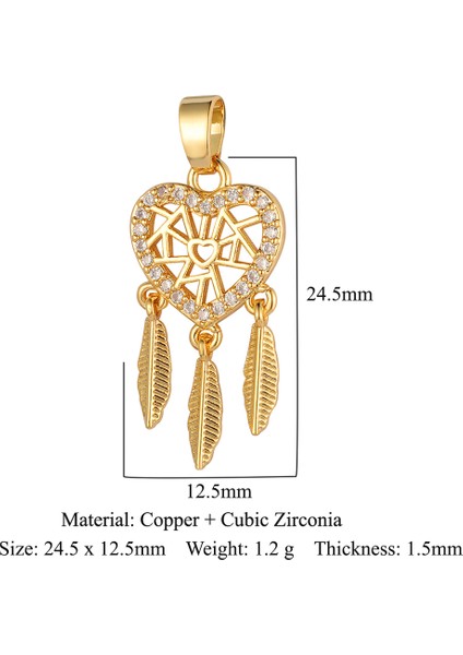 VC056X3 3pcslot Nazar Emaye Yonca Kuşburnu Zirkon Kolye Moda Kalp Pirinç Cz Charms Kadınlar Dıy Takı Kolye (Yurt Dışından)