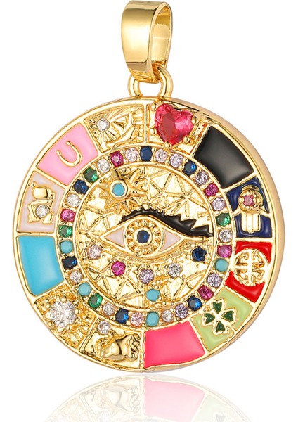 VC056X3 3pcslot Nazar Emaye Yonca Kuşburnu Zirkon Kolye Moda Kalp Pirinç Cz Charms Kadınlar Dıy Takı Kolye (Yurt Dışından) fiyatları