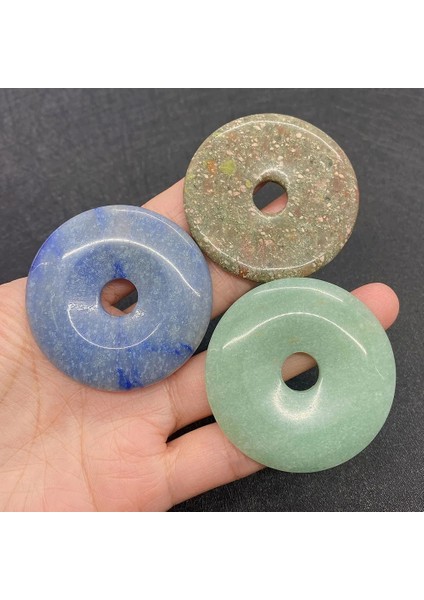 C-50MM Çeşitli Doğal Karışık Donuts Yuvarlak Emniyet Toka Taş Boncuk Kolye Kolye Moda Boncuk Takı Yapımı Aksesuarları (Yurt Dışından) fiyatları