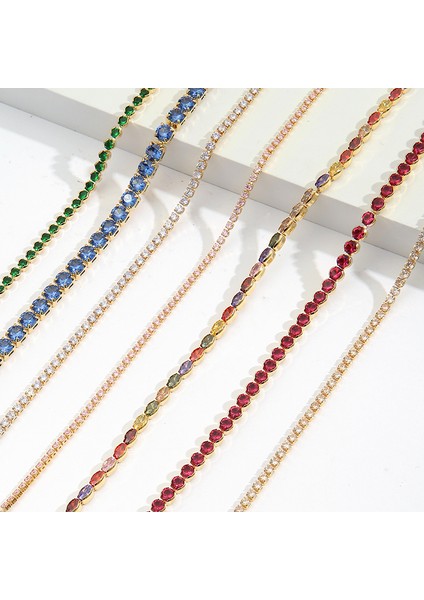 Q Renkli Cz Teoker Kolye Beyaz Pembe Yeşil Altın Renk Buzlu Out Bling 5A 5mm Kübik Zirkonya Teoker Takı Parti (Yurt Dışından) fiyatları