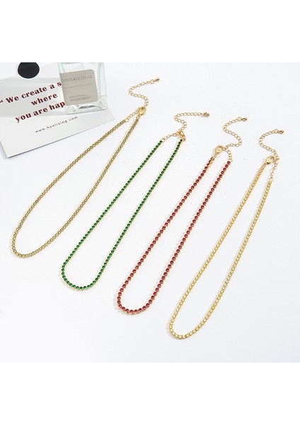 Q Renkli Cz Teoker Kolye Beyaz Pembe Yeşil Altın Renk Buzlu Out Bling 5A 5mm Kübik Zirkonya Teoker Takı Parti (Yurt Dışından) fırsatları