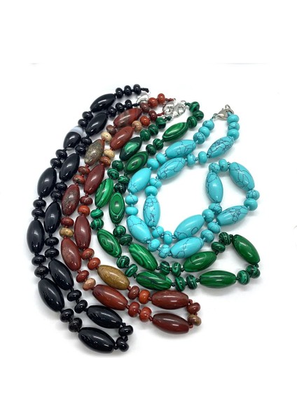10X20MM Tarzı Malakit Yeni Bohemian Doğal Taş Malakit Siyah Oniks Mavi Çam Gerdanlık Kolye El Yapımı Kolye Bayanlar Güzel Hazırlanmış Takı (Yurt Dışından) modelleri
