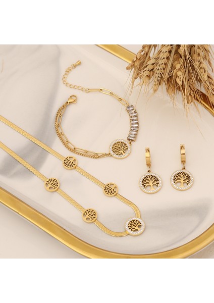 No.1 Boyutu 2023 Yeni Moda Takı Kişiselleştirilmiş Hayat Ağacı Takı Seti Moda Zirkon Kolye Paslanmaz Çelik Kolye Kadınlar Için (Yurt Dışından) modelleri
