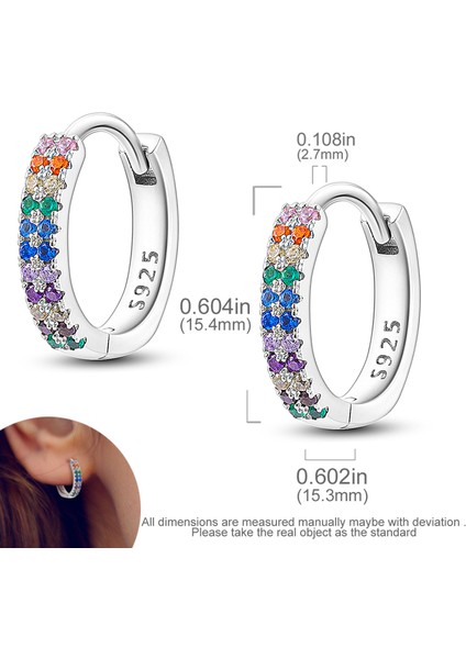 KTE026 Dangle Çift Hoop Kadın Küpe Orijinal Desigterling Gümüş Küp Zirkon Küçük Kalp U Şekli Tüy Yıldız Ay Küpe (Yurt Dışından)