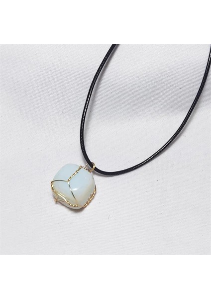 55CM Tarzı Opal Doğal Kristal Taş Tel Sarma Kolye Düzensiz Ametist Kuvars Akik Kolye Meditasyon Enerji Takı Acc (Yurt Dışından)