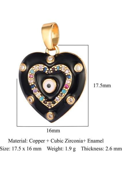 VC037X3 3pcslot Nazar Emaye Yonca Kuşburnu Zirkon Kolye Moda Kalp Pirinç Cz Charms Kadınlar Dıy Takı Kolye (Yurt Dışından)