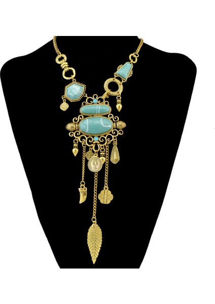 Gümüş Bohemian Collier Femme Püskül Maxi Sikke Boyun Zinciri Türk Yeşil Taş Kolye Kadın Önlüğü Yaka Bildirimi Necklac Çingene Takı (Yurt Dışından) fiyatları