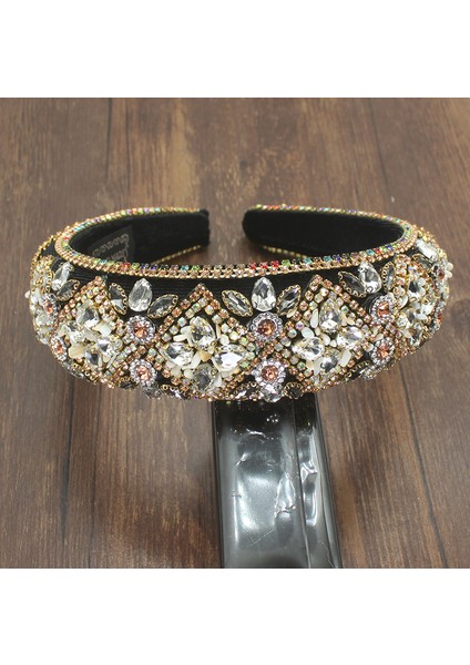 Mor Işıltılı Lüks El Yapımı Barok Tam Renkli Kristal Yastıklı Bantlar Rhinestones Hairbands Kadınlar Için Düğün Saç Aksesuarları (Yurt Dışından)