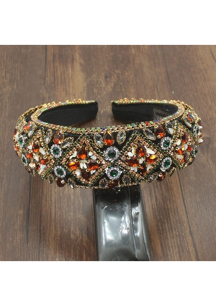 Mor Işıltılı Lüks El Yapımı Barok Tam Renkli Kristal Yastıklı Bantlar Rhinestones Hairbands Kadınlar Için Düğün Saç Aksesuarları (Yurt Dışından)