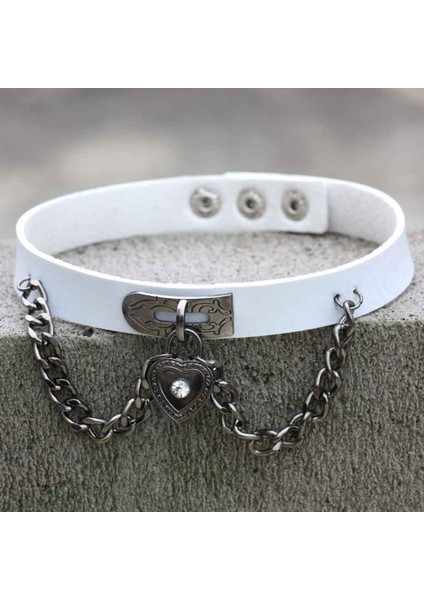 GTN02-R Olağandışı Kolye Beyaz Deri Chokers Vintage Gotik Takı Aksesuarları Goth Metal Zincir Kolye Kadınlar Için Collier Öğrencileri (Yurt Dışından) modelleri
