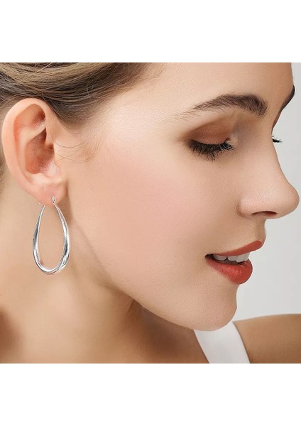 Kare En Li Terling Gümüş Küpe Basit Yuvarlak Daire Hoop Küpeler Kadın Moda Düğün Nişan Charm Takı (Yurt Dışından) fırsatları