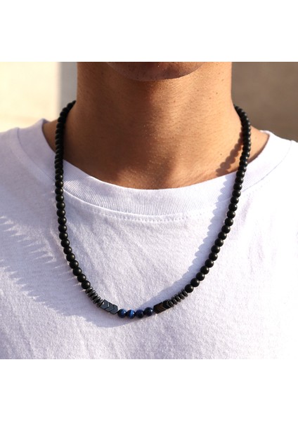 50CM Tarzı No.4 Boyutu Yeni Klasik Ok Kaplan Gözü Taş Boncuk Kolye Erkekler Basit 6mm Genişlik Yuvarlak Mat Boncuk Kolye Erkekler Takı Hediye (Yurt Dışından) fiyatları