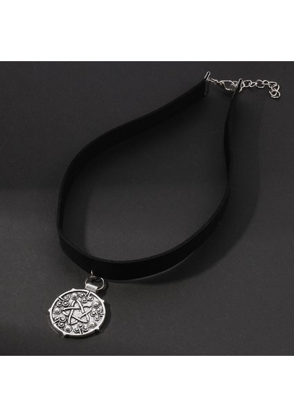 XL1639 Yennefer Siyah Deri Gerdanlık Madalyon Kolye Kolye Sihirbazı 3 Vahşi Av Oyunu Takı Gotik Kolye Kadın Parti Cosplay (Yurt Dışından)