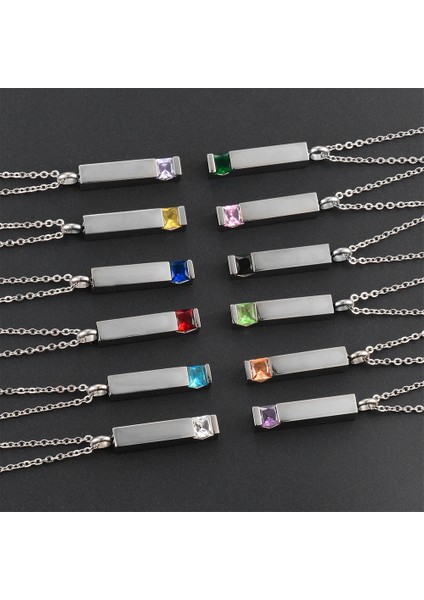 Gravür Stili Haziran 12 Çeşit Zirkon Birthstone Kremasyon Takı Külleri Erkekler Kadınlar Urn Kolye Paslanmaz Çelik Anıt Takı (Yurt Dışından)