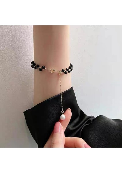 Siyah Stil Kolye Exy Siyah Kristal Dokuma Chockers Kolye Kadın Lüks Takı Parti Kızların Zarif Takım Elbise Boyun Zinciri Aksesuarları (Yurt Dışından)