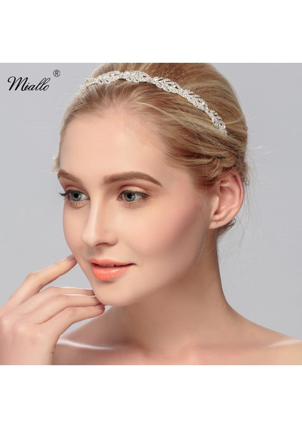 Altın Miallo Kadınlar Kristal Rhinestone Hairband Çiçek Yaprak Desen Tiara Zarif Düğün Takısı Saç Aksesuarları Gelin Tiaras (Yurt Dışından)