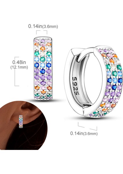 KTE084 Dangle Çift Hoop Kadın Küpe Orijinal Desigterling Gümüş Küp Zirkon Küçük Kalp U Şekli Tüy Yıldız Ay Küpe (Yurt Dışından)