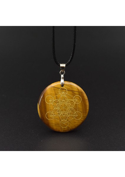 Mavi Doğal Obsidyen Kolye Kolye Hayat Çiçeği Sihirli Daire Kehanet Sri Yantra Triqueta Metatrone Küpü Çok Boyutlu (Yurt Dışından)