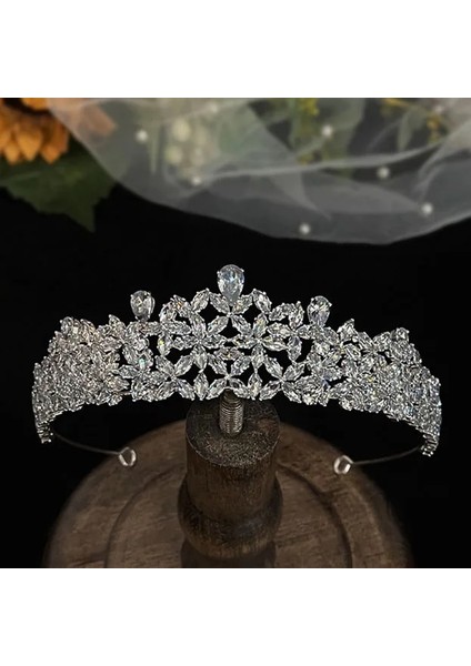 A Düğün Saç Aksesuarları Aaa Zirkon Tiaras ve Taçlar Kübik Zirkonya Diadem Gelin Cz Prenses Pageant Bandı Gelin Takı (Yurt Dışından)