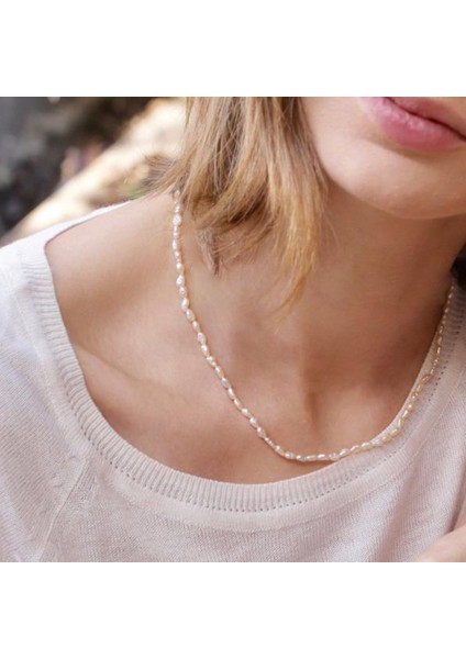 KKWX911-3-4MM Trendy Kadın Minik Inci Minimalist Gerçek Inci Pecklace Boyutu Tatlı Su Inci Zarif Gerdanlık Onun Için Hediye (Yurt Dışından)