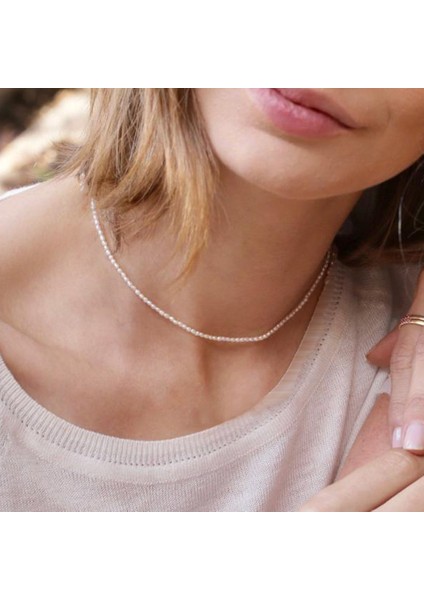 KKWX911-3-4MM Trendy Kadın Minik Inci Minimalist Gerçek Inci Pecklace Boyutu Tatlı Su Inci Zarif Gerdanlık Onun Için Hediye (Yurt Dışından)
