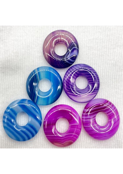 No.9 18MM Doğal Taş Kuvars Kristal Kaplan Gözü Çizgili Akik Çörek Charm Kolye Diy Takı Yapımı Için Kolye Aksesuarla (Yurt Dışından)