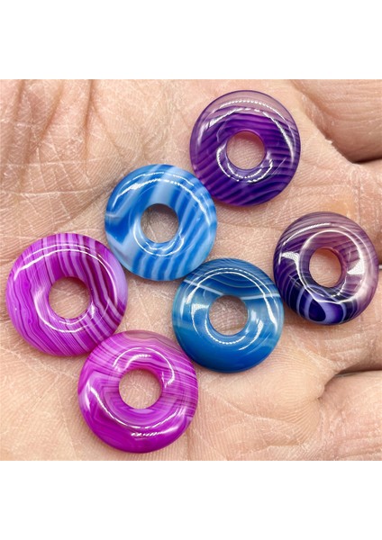 No.9 18MM Doğal Taş Kuvars Kristal Kaplan Gözü Çizgili Akik Çörek Charm Kolye Diy Takı Yapımı Için Kolye Aksesuarla (Yurt Dışından)