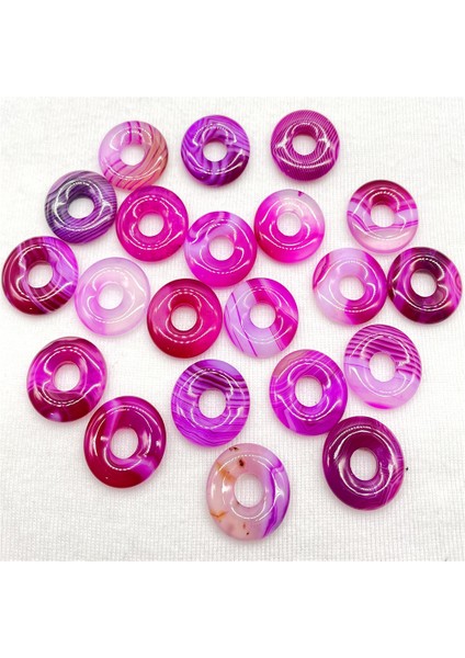 No.9 18MM Doğal Taş Kuvars Kristal Kaplan Gözü Çizgili Akik Çörek Charm Kolye Diy Takı Yapımı Için Kolye Aksesuarla (Yurt Dışından)