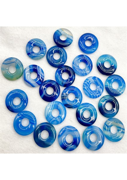 No.9 18MM Doğal Taş Kuvars Kristal Kaplan Gözü Çizgili Akik Çörek Charm Kolye Diy Takı Yapımı Için Kolye Aksesuarla (Yurt Dışından)