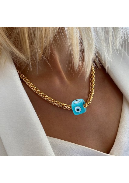 Mavi Bling Buzlu Out Vintage Kristal Küba Lüks Tıknaz Zincir Kalp Kolye Kolye Dikiş Yaka Kadın Zarif Цепь На Шею (Yurt Dışından)