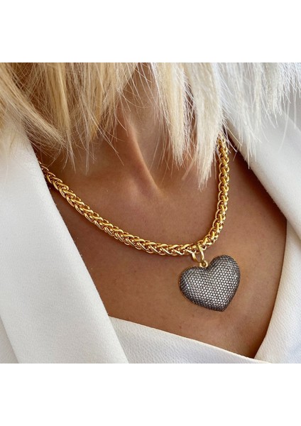 Mavi Bling Buzlu Out Vintage Kristal Küba Lüks Tıknaz Zincir Kalp Kolye Kolye Dikiş Yaka Kadın Zarif Цепь На Шею (Yurt Dışından)