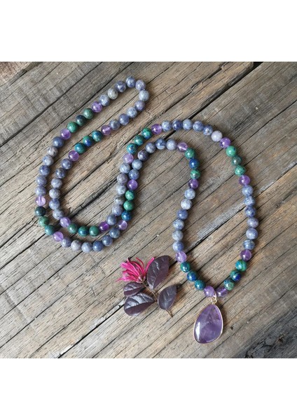 Kolye 8mm Lolite Ametist Taş Boncuk Ametist Kolye, Dua Bileklik, Meditasyon Kolye, Pozitiflik Takı, Yoga Boncuk, 108 Mala Boncuk (Yurt Dışından)