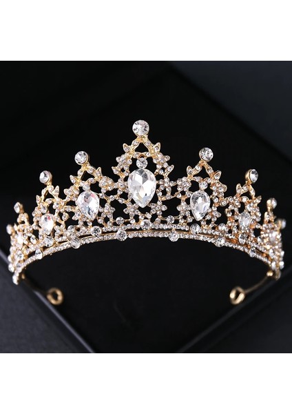 Hiçbiri Barok Kristal Rhinestone Prenses Saç Tacı Diadem Kadınlar Için Gelin Düğün Saç Aksesuarları Takı Kraliçe Parti Kafa Bandı (Yurt Dışından)