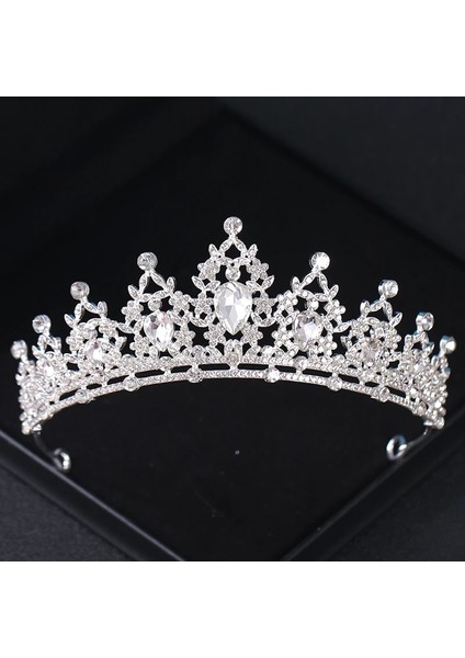 Hiçbiri Barok Kristal Rhinestone Prenses Saç Tacı Diadem Kadınlar Için Gelin Düğün Saç Aksesuarları Takı Kraliçe Parti Kafa Bandı (Yurt Dışından) modelleri
