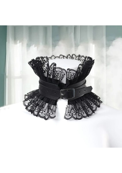 XQ-140 Koyu Goth Tarzı Abartılı Prenses Yaka Gotik Aksesuarlar Siyah Deri Dantel Gerdanlık Vintage Lolita Kolye Estetik Zincir (Yurt Dışından)