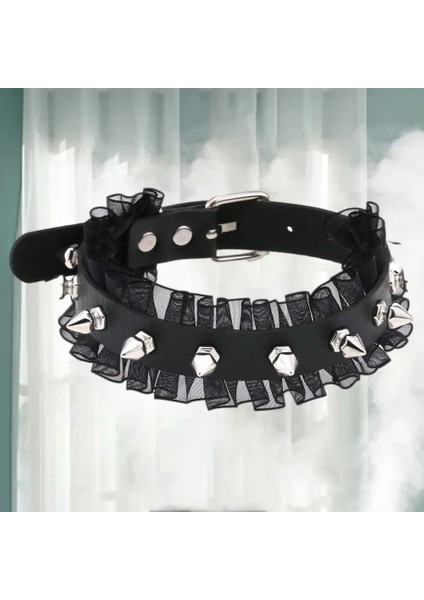 XQ-140 Koyu Goth Tarzı Abartılı Prenses Yaka Gotik Aksesuarlar Siyah Deri Dantel Gerdanlık Vintage Lolita Kolye Estetik Zincir (Yurt Dışından)