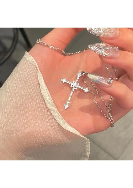 XL345-1 Yeni Moda Kristal Zirkon Çapraz Kolye Kolye Kadın Kızlar Kristal Zincir Kolye Punk Parti Kıdemli Takı Hediye (Yurt Dışından) fiyatları