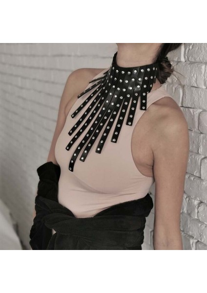 No.2 Boyutu Yeni Goth Punk Siyah Deri Yaka Gerdanlık Kolye Gotik Moda Serin Chocker Giyim Kolye Kadınlar Takı Için (Yurt Dışından)