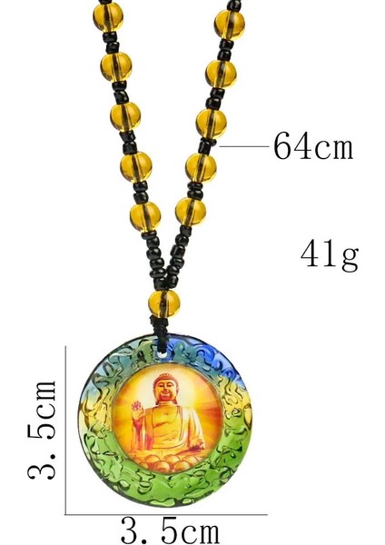 Huddha Dini Budizm Renkli Sır Vajrapani Bodhisattva Kolye Om Mani Padme Hum Kolye Buda Cam Boncuk Zincir Takı (Yurt Dışından)