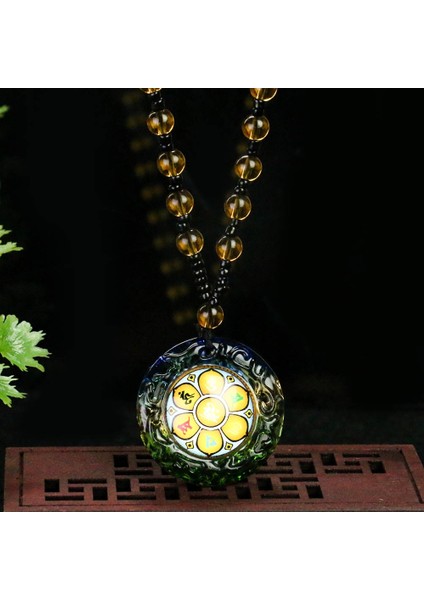 Huddha Dini Budizm Renkli Sır Vajrapani Bodhisattva Kolye Om Mani Padme Hum Kolye Buda Cam Boncuk Zincir Takı (Yurt Dışından)