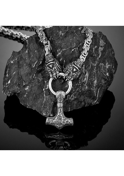 80CM Tarzı Çelik Klasik Hayvan Vikings Thor'un Çekiç Kurt Pençe Paslanmaz Çelik Kolye Erkekler Valknut Muska Punk Iskandinav Celtic Kurt Takı Hediyeler (Yurt Dışından)