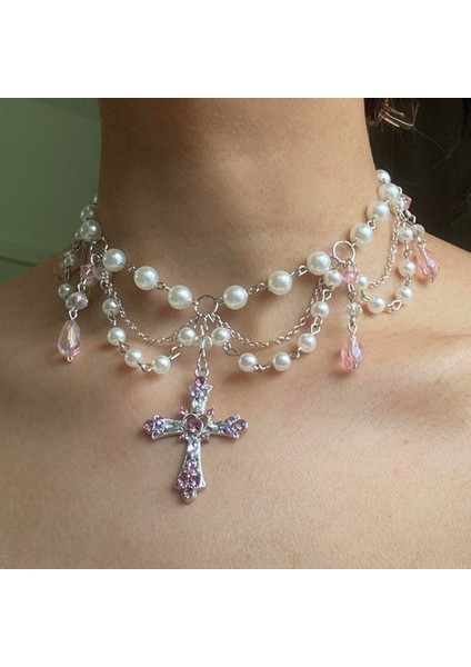 Viktorya Tarzı Katmanlı Inci Gerdanlık Kadınlar Için Kız Hediye Yıldönümü Düğün Trendy Boyun Takı Gotik Inci Kolye (Yurt Dışından) modelleri