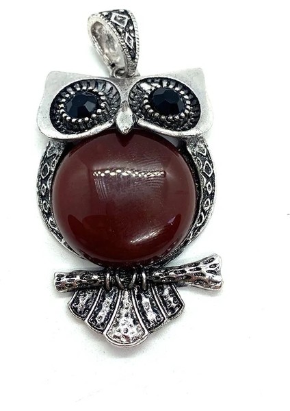 F-1 Adet Doğal Taş Baykuş Yarı Değerli Taş Kolye Çinko Alaşım Kakma Pembe Kristal Charm Dıy Kolye Yapımı Için Kadın Aksesuarları (Yurt Dışından)
