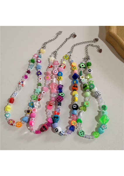 No.5 Boyutu Harajuku Trendy Kil Meyve Yıldız Inci Boncuklu Gerdanlık Kolye Kadın Erkek Bff Kpop Goth Emo Cadılar Bayramı Y2K Takı Aksesuarları (Yurt Dışından)