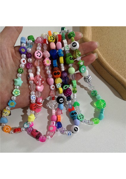 No.5 Boyutu Harajuku Trendy Kil Meyve Yıldız Inci Boncuklu Gerdanlık Kolye Kadın Erkek Bff Kpop Goth Emo Cadılar Bayramı Y2K Takı Aksesuarları (Yurt Dışından)
