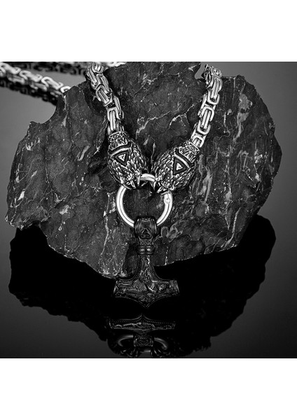 70CM Tarzı Siyah Klasik Hayvan Vikings Thor'un Çekiç Kurt Pençe Paslanmaz Çelik Kolye Erkekler Valknut Muska Punk Iskandinav Celtic Kurt Takı Hediyeler (Yurt Dışından)
