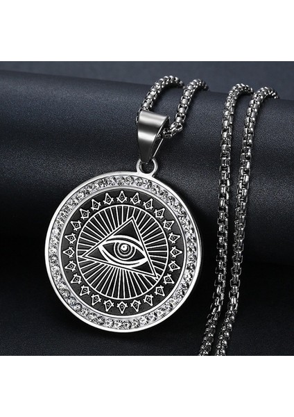AL18930-GÜMÜŞ Klasik Dini Stil Yüksek Li Metal Nazar Işınları Kolye Kolye Masonik Erkekler Muska Takı (Yurt Dışından)