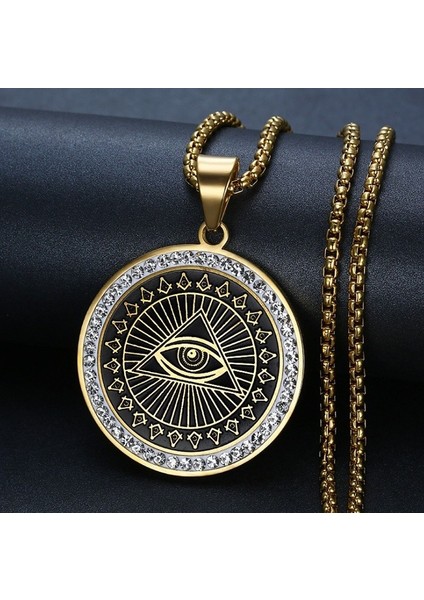 AL18930-GÜMÜŞ Klasik Dini Stil Yüksek Li Metal Nazar Işınları Kolye Kolye Masonik Erkekler Muska Takı (Yurt Dışından)